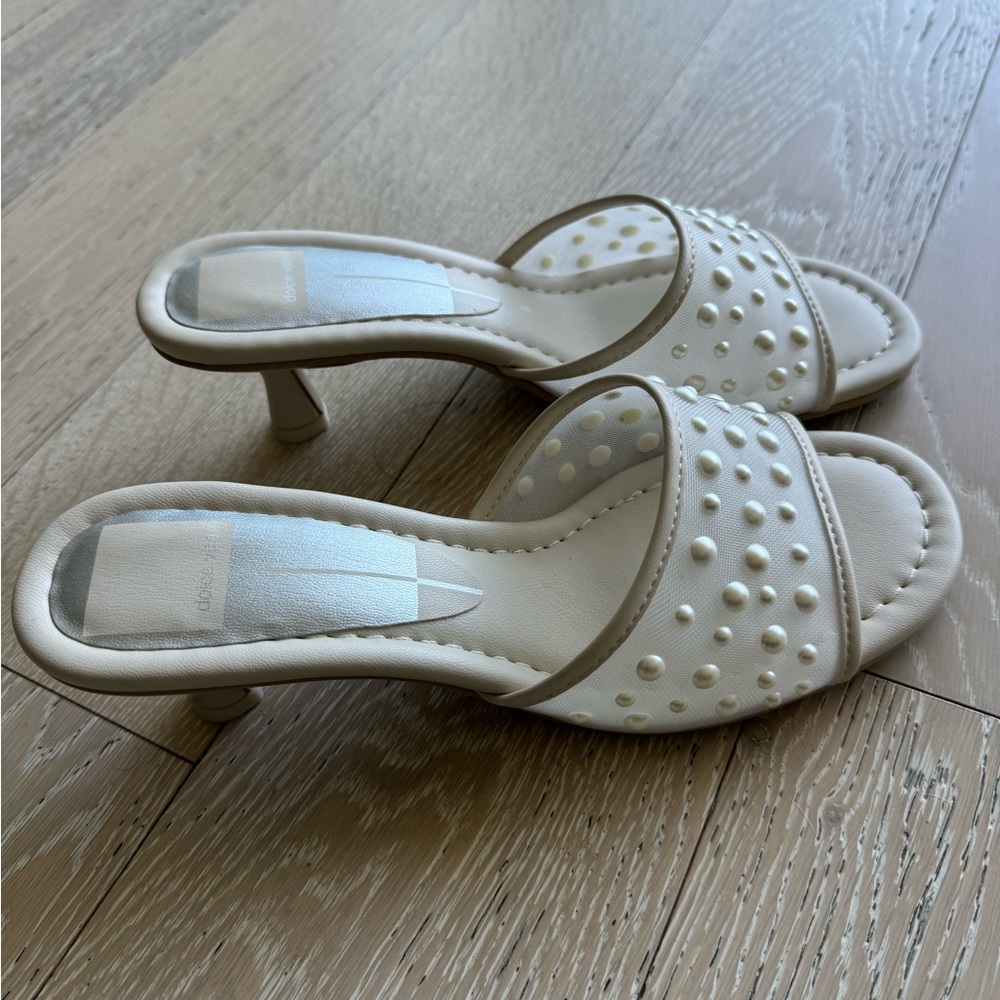 Dolce Vita Meeza Pearl Heels Ivory Mesh
